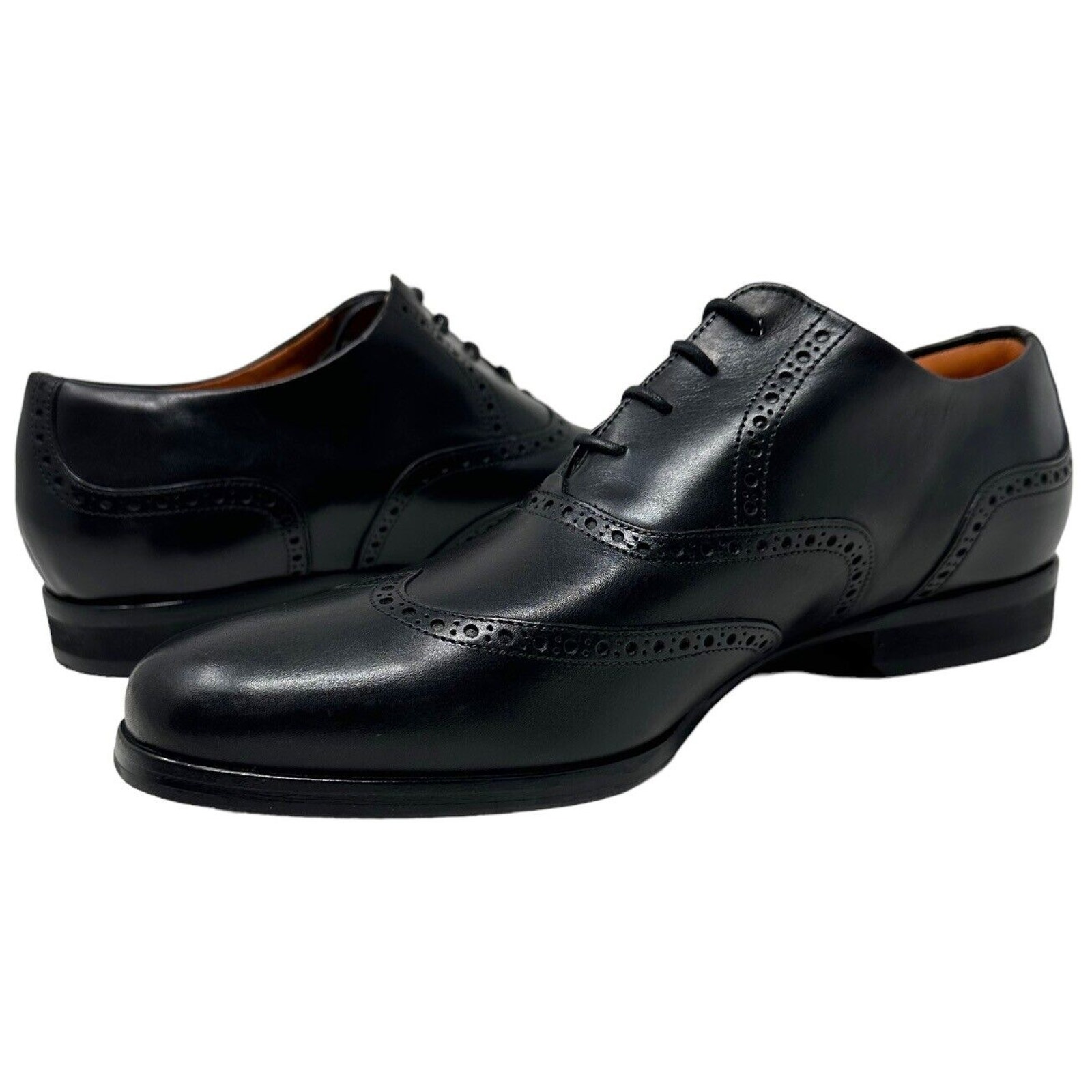 Wolf And Shepherd Men's Senna Wingtip Oxford Italian Leather Black Dress Shoes